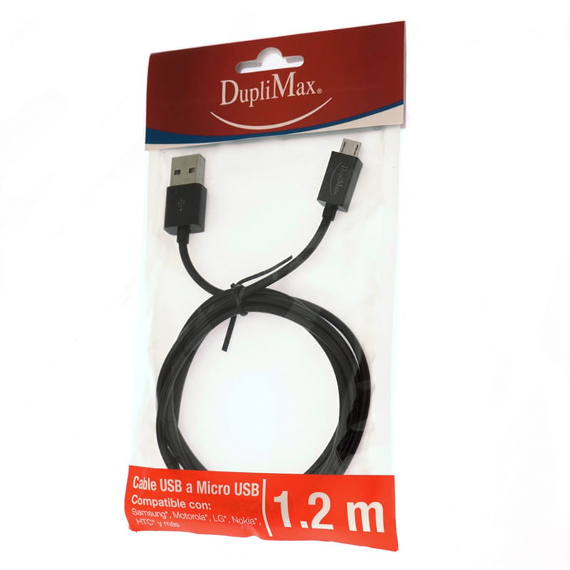 10163 - CABLE USB A MICRO USB DE 1 2M, NEGRO