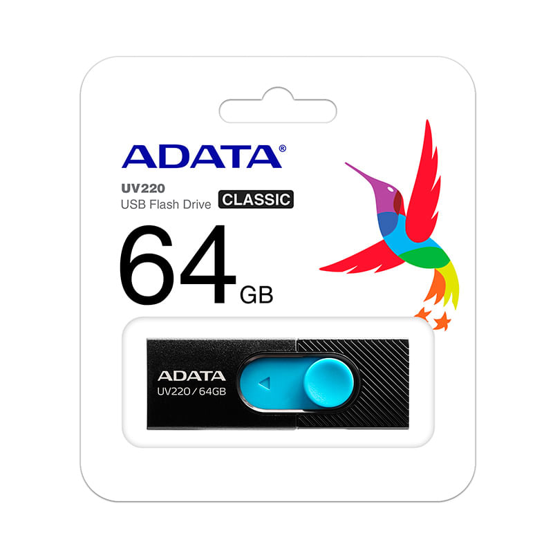 17058 - MEMORIA USB 64GB 2 0 ADATA UV220, NEGRO/AZUL