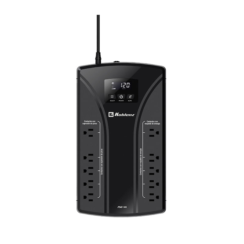 10418 - NO BREAK KOBLENZ 7522-USB, PANEL LCD, 750VA/420W, 10 CONTACTOS