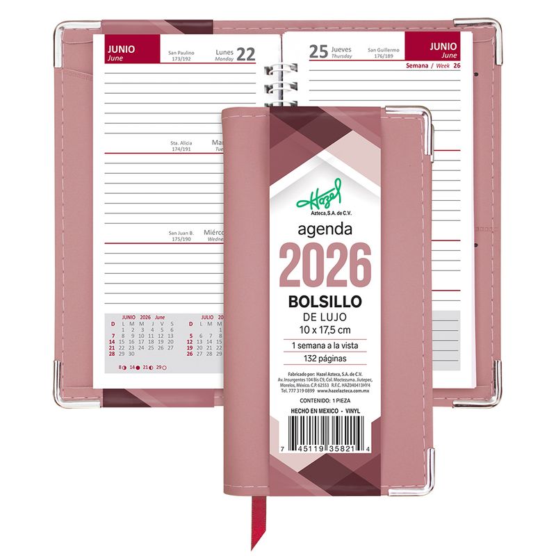 11238 - AGENDA LUJO BOLSILLO ROSA