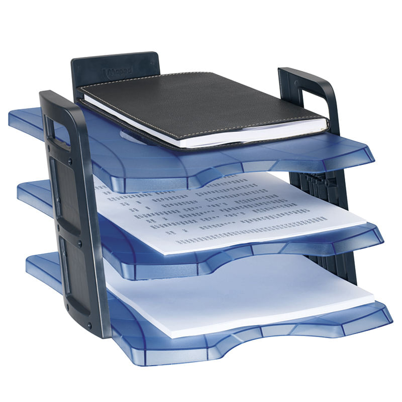 12794 - CHAROLA CARTA 3 NIVELES AZUL CLEAR OFFICE