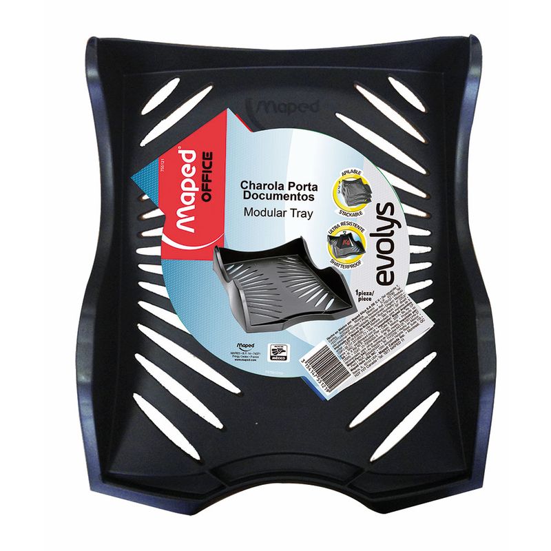 12792 - CHAROLA CARTA 1 NIVEL NEGRO EVOLYS