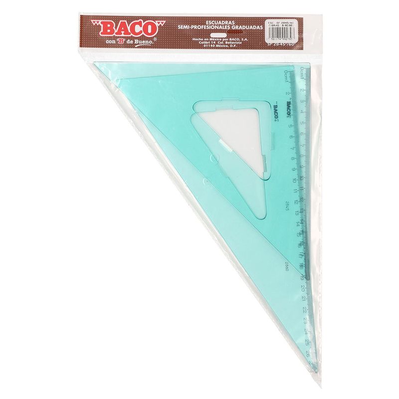10399 - ESCUADRAS SEMI PROFESIONAL 28CM SIN BISEL C/G BLT