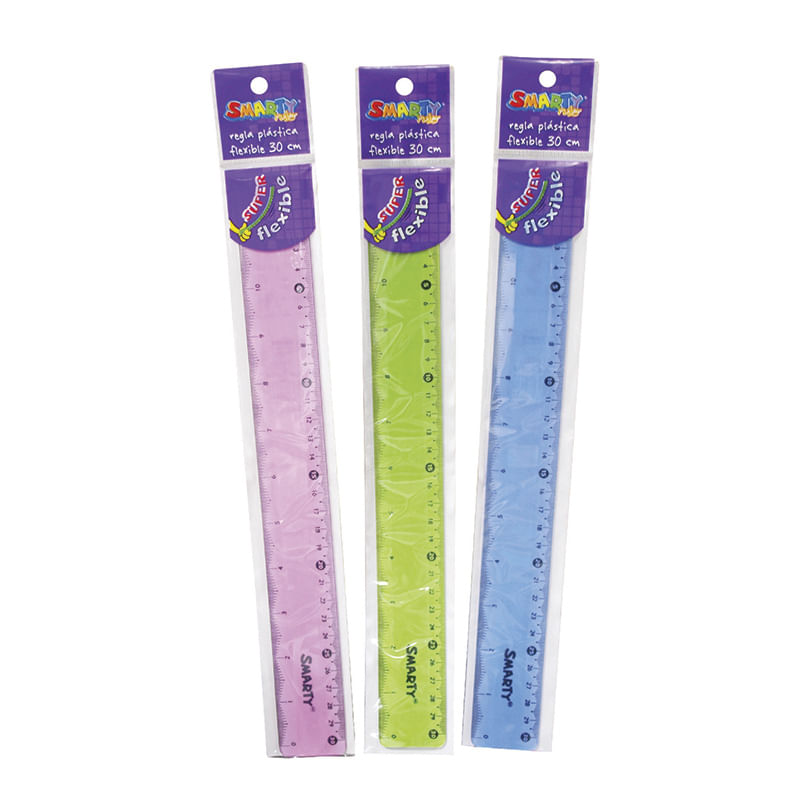 17619 - REGLA PLASTICA 30CM FLEXIBLE COLORES SURTIDOS