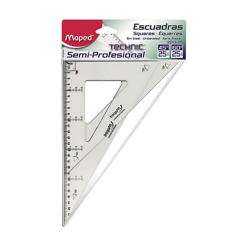 10396 - ESCUADRAS ACRILICO SEMI PROFESIONAL 25CMS SIN BISEL C/G