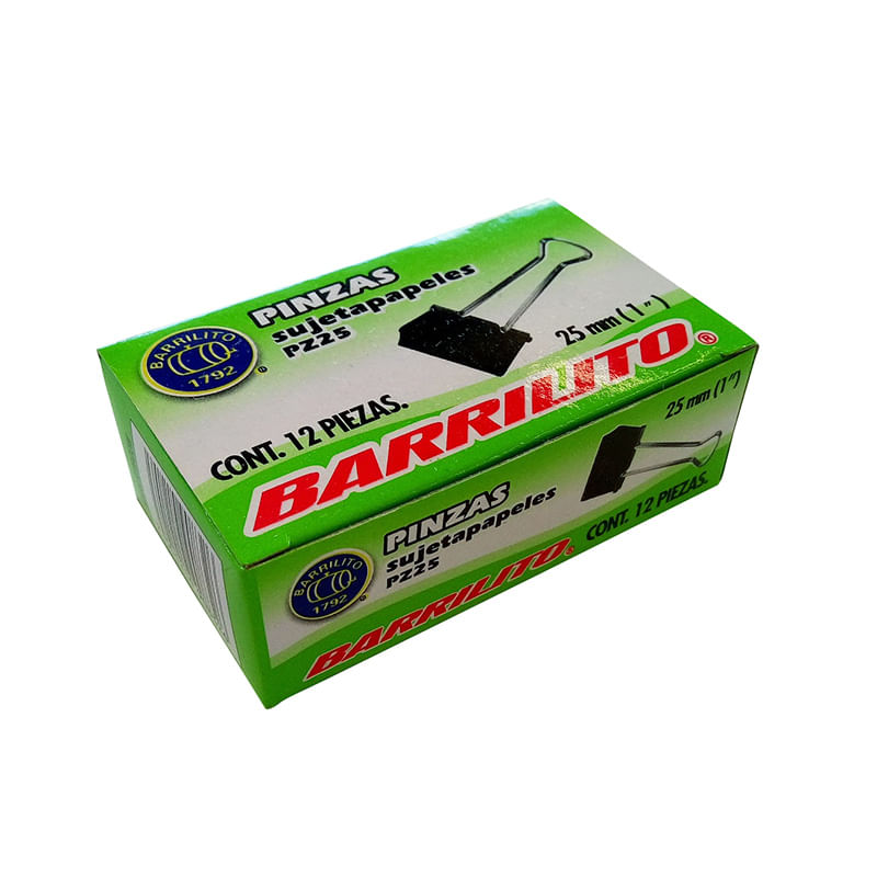 17634 - SUJETA DOCUMENTOS METAL MEDIANO 25MMCON 12PZAS