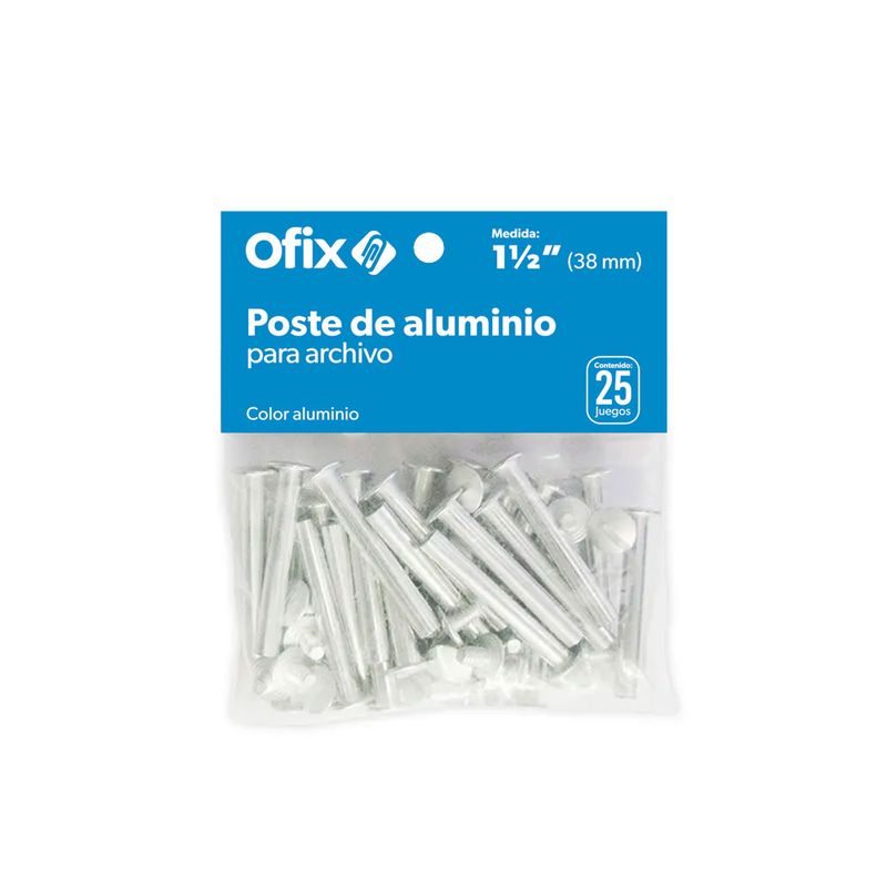 15372 - POSTES ALUMINIO 38MM 1 1/2 CON 25PZAS