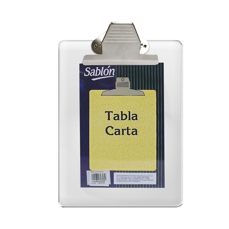 15132 - TABLA ACRILICO CARTA TRANSPARENTE CON CLIP MET