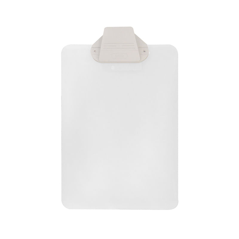 15230 - TABLA PLASTICO CARTA CRISTAL CON CLIP PLASTICO
