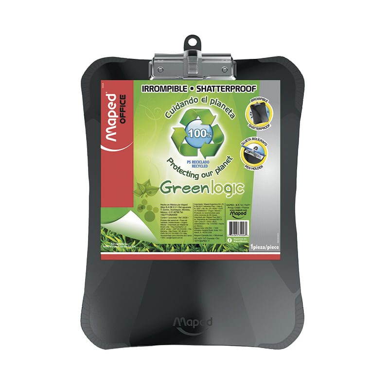 15136 - TABLA AGARRAPAPEL CARTA NEGRO GREENLOGIC