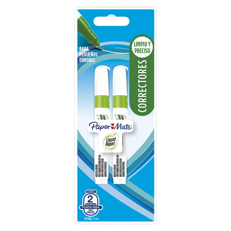 10964 - CORRECTOR LIQUIDO TIPO PLUMA 3 5ML MINI CON 2 PAPERMATE