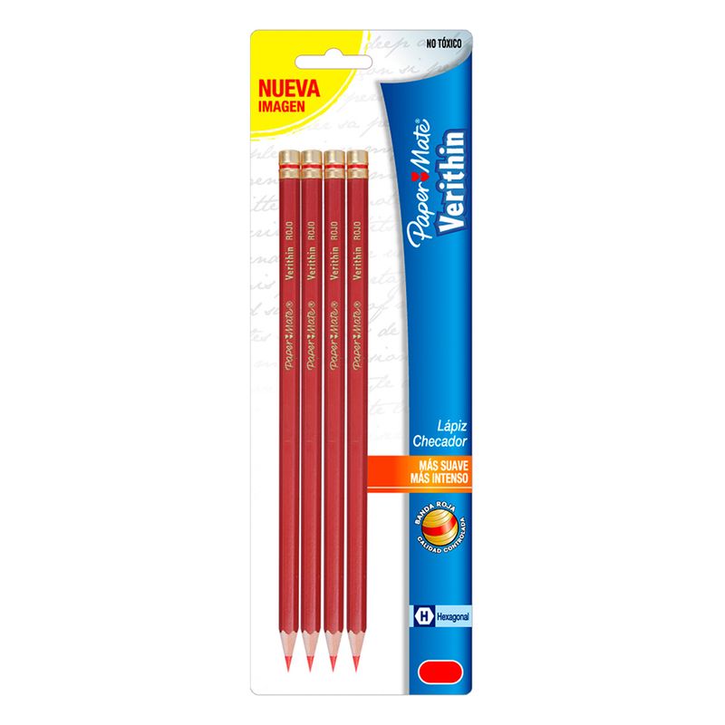 10603 - LAPIZ ROJO CHECADOR HEXAG VERITHIN BLT CON 4