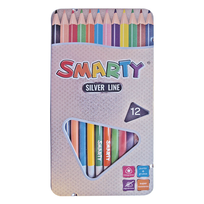 9734 - LAPICES DE COLOR 12-L TRIANGULAR SILVER LINE