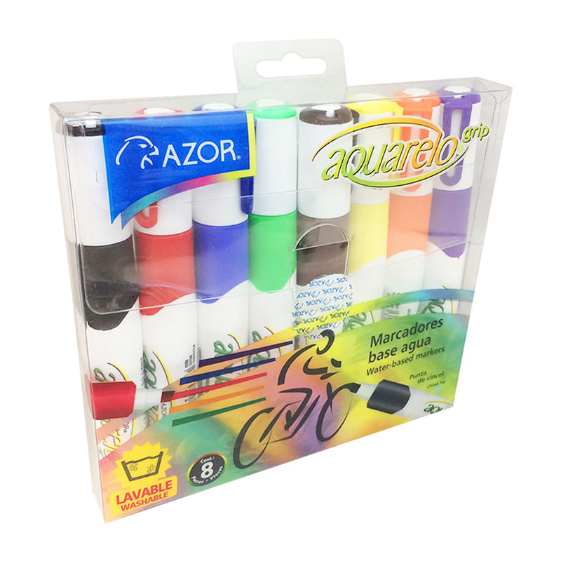 13285 - MARCADOR BASE AGUA SURTIDOS CON 8 AQUARELO GRIP