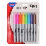 14056 - MARCADOR PERMANENTE FINO CON 8 COLS TATOO