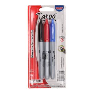 Marcador Permanente Blister Con 3 Tatoo Ptmrc0018