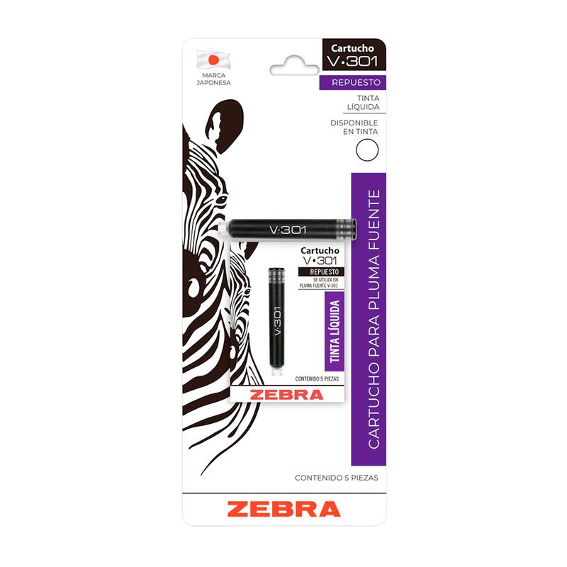 9372 - REPUESTO PLUMA FUENTE NEGRO CON 5 CARTUCHOS