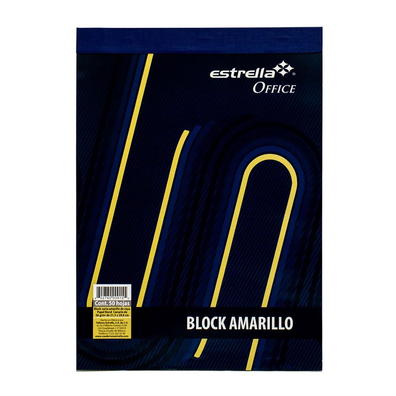 12055 - BLOCK AMARILLO CARTA 50H RAYAS