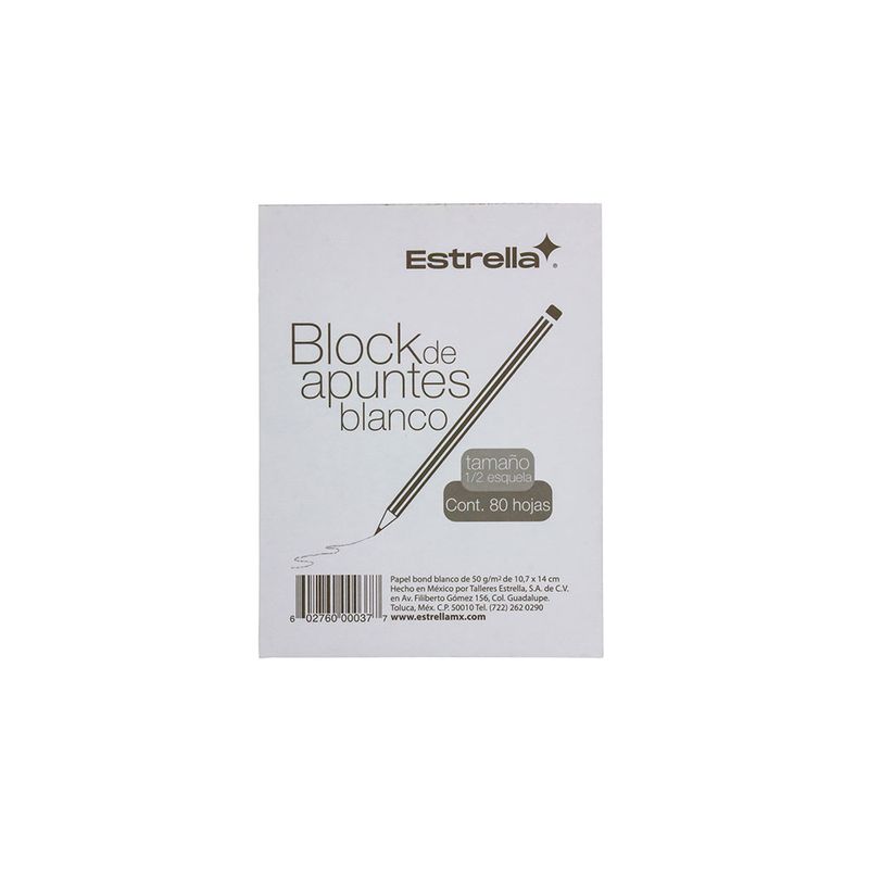 12123 - BLOCK NOTAS BLANCO 1/2 ESQUELA 80HJS