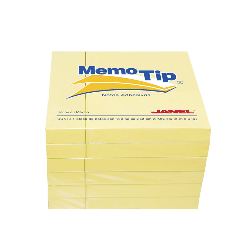 16075 - NOTAS ADHESIVAS 3x3 AMARILLO C/100H PAQUETE CON 6