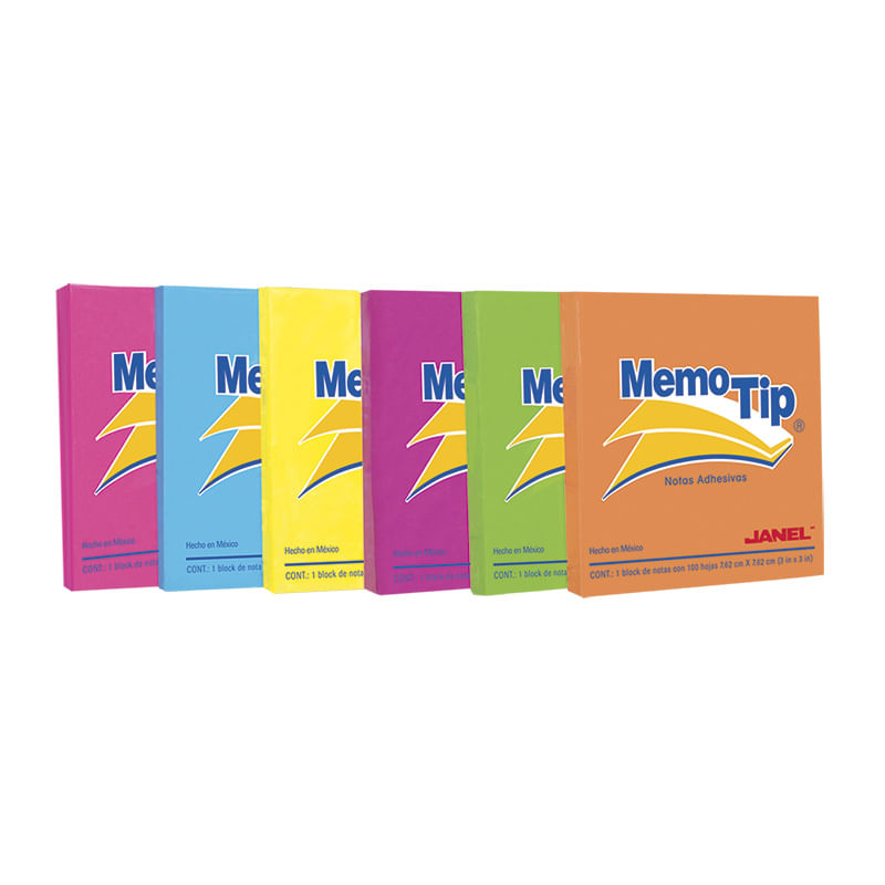 16081 - NOTAS ADHESIVAS 3x3 NEON C/100H PAQUETE CON 6