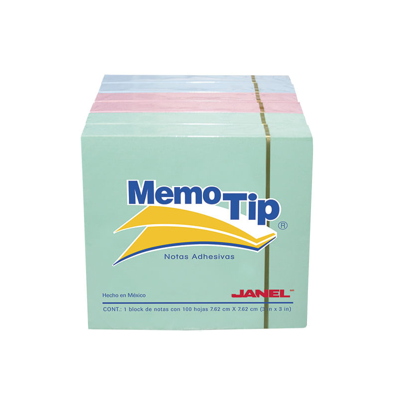 16098 - NOTAS ADHESIVAS 3X3" PASTEL C/6BLK MEMOTIP