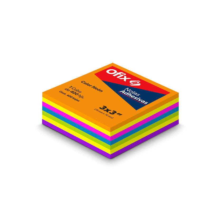 10433 - NOTAS ADHESIVAS OFIX 3X3 CUBO NEON C/400H