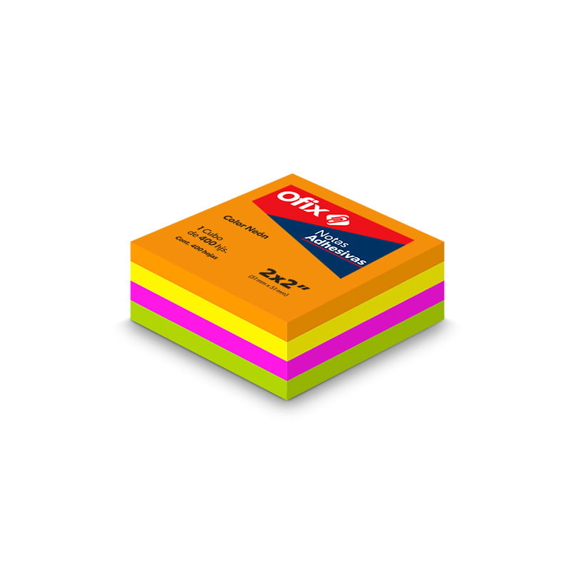 10431 - NOTAS ADHESIVAS OFIX 2X2 MINICUBO NEON C/400H
