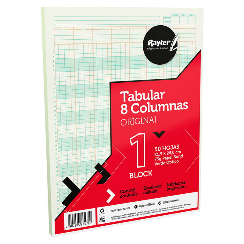 12233 - BLOCK TABULAR 8COL S/CONC CARTA C/50H