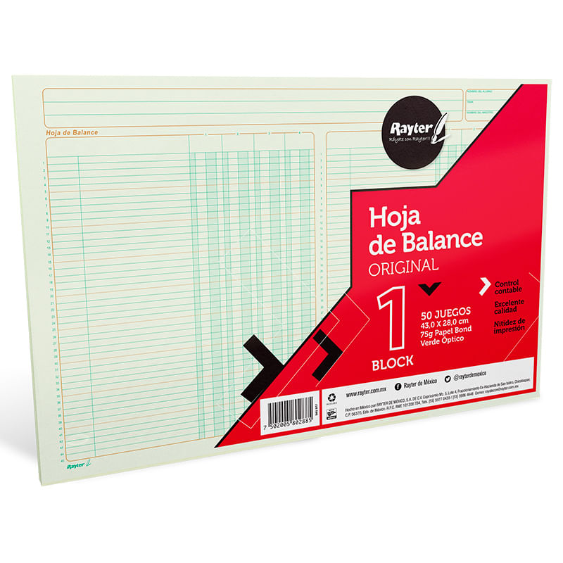 12113 - BLOCK HOJA DE BALANCE DOBLE CARTA C/50 HOJAS