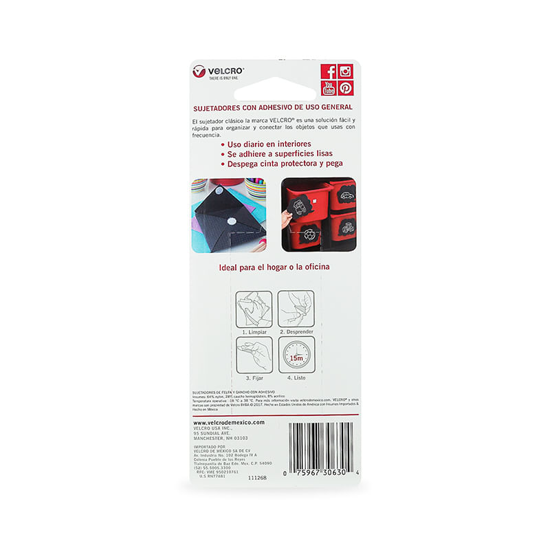 18647 - VELCRO CUADROS 2 2CM CIRCULOS 1 9CM NEGRO