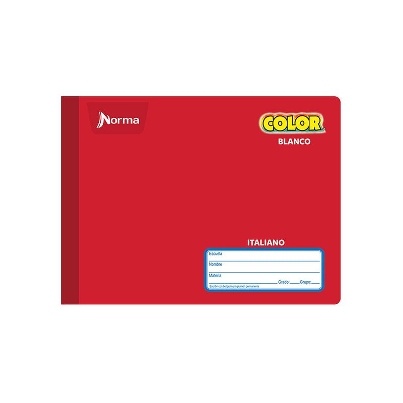 18708 - CUADERNO COSIDO ITAL 100H BLANCO NORMA COLOR