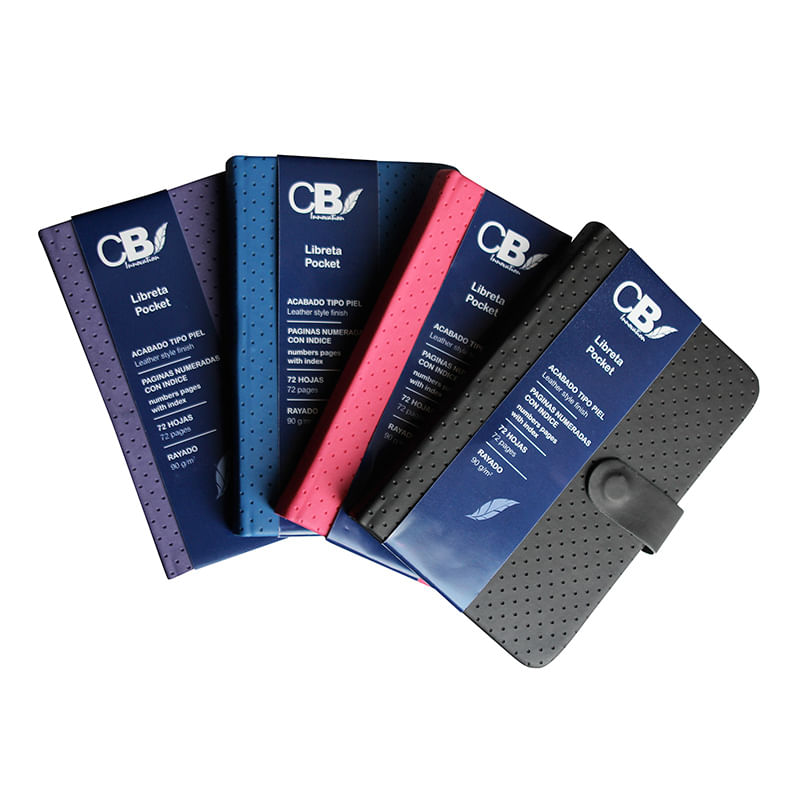19463 - LIBRETA POCKET RAYAS 72H CON BROCHE COLORES SURTIDOS