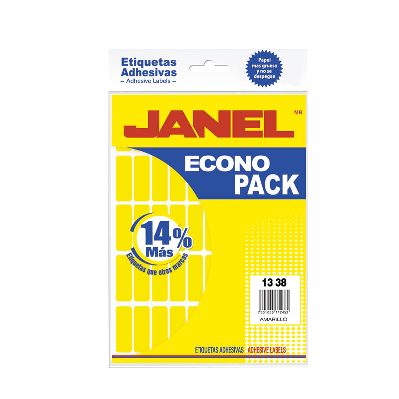 11198 - ETIQUETA FLUORESCENTE ECO PACK AMARILLO No 6 13X38 C/400