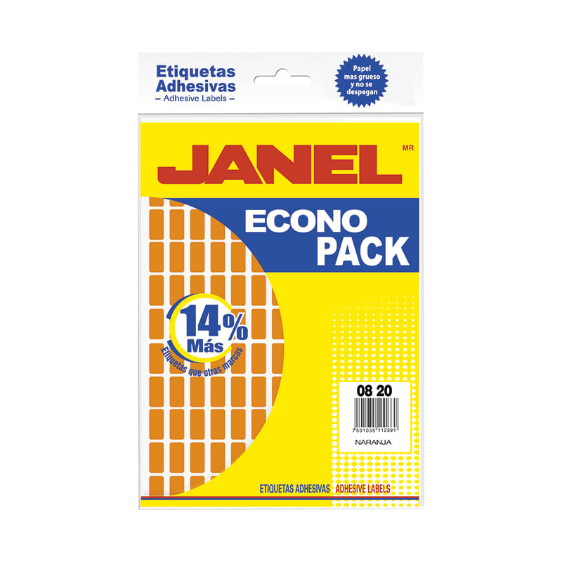 11132 - ETIQUETA FLUORESCENTE ECO PACK #4 NARANJA 08X20 C/1008