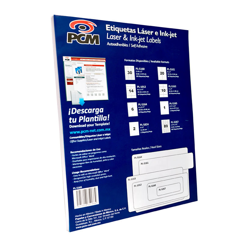 20453 - ETIQUETA LASER 108 BLANCA CARTA CON 25 HJS PCM