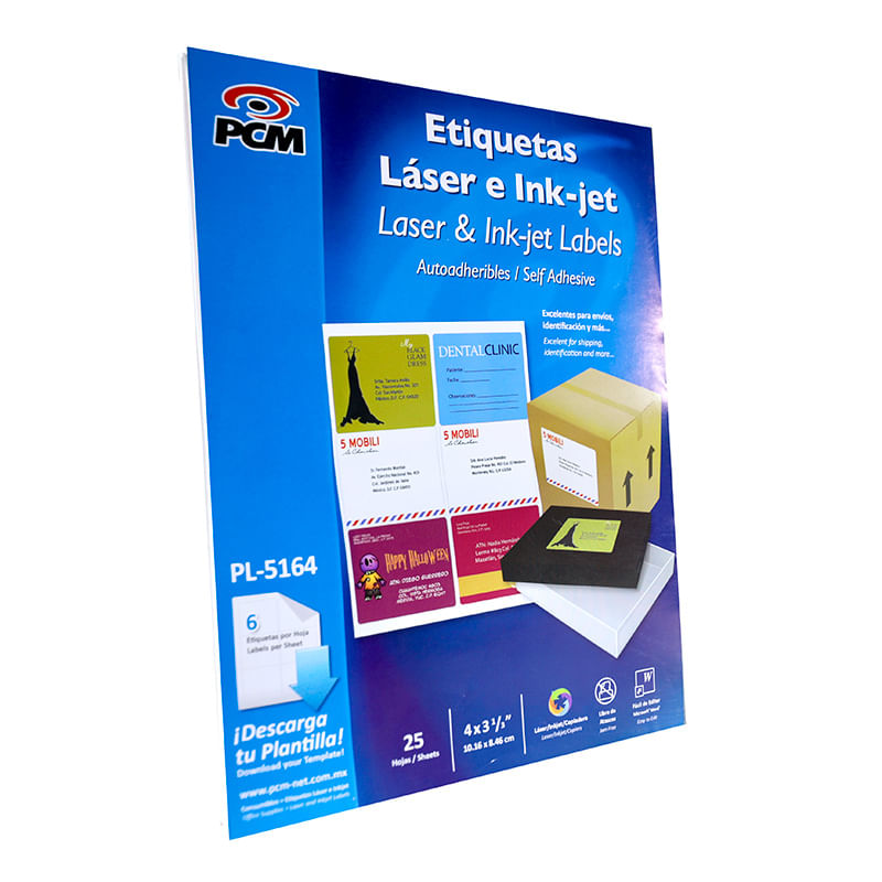 11613 - ETIQUETA LASER 108 BLANCA 3 1/3"X4" PTE CON 25 HJS PCM