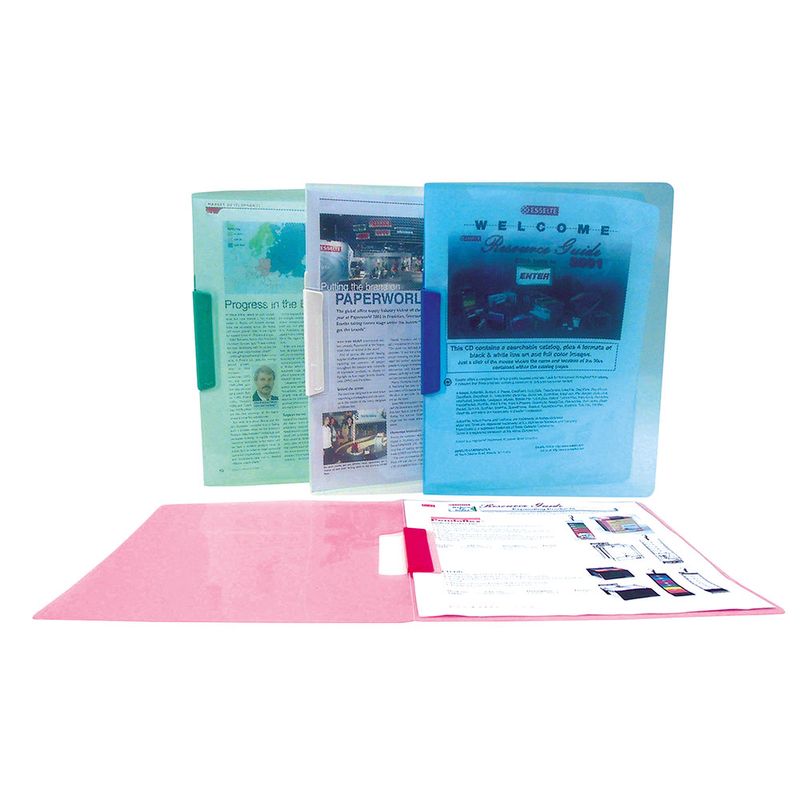 12862 - FOLDER CARTA PLASTICO CON CLIP COLORES TRANSP