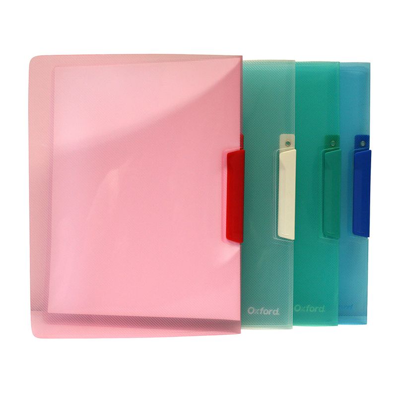 20466 - FOLDER CARTA PLASTICO CON CLIP COLORES TRANSP