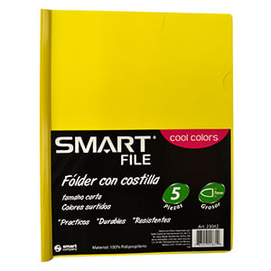 20483 - FOLDER CARTA PLASTICO CON COSTILLA COOL COLORS C/5PZAS