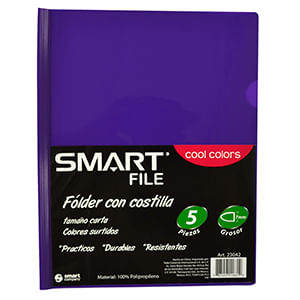 20485 - FOLDER CARTA PLASTICO CON COSTILLA COOL COLORS C/5PZAS