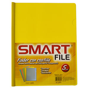 20492 - FOLDER CARTA PLASTICO CON COSTILLA COLORES PASTEL C/5PZAS