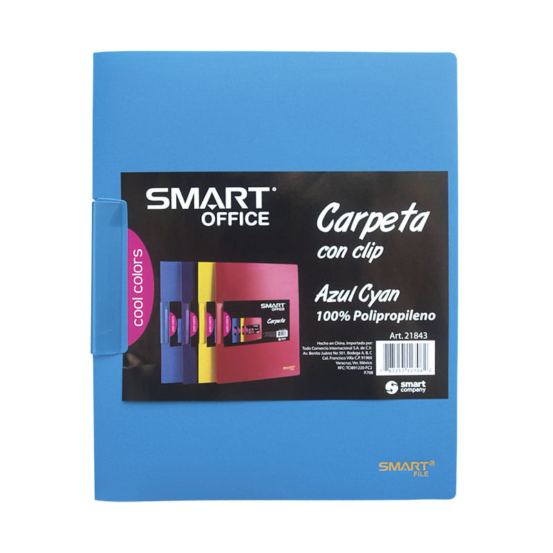 8705 - CARPETA CARTA PLASTICO CON CLIP AZUL CYAN COOL COLORS