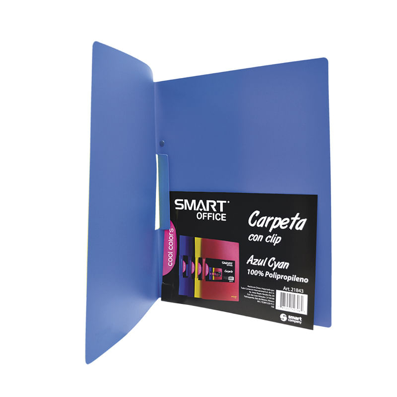 20494 - CARPETA CARTA PLASTICO CON CLIP AZUL CYAN COOL COLORS