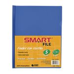 12900 - FOLDER CARTA PLASTICO CON COSTILLA AZUL CYAN PAQUETE C/5PZAS