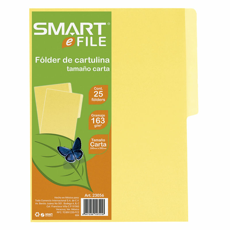 12780 - FOLDER CARTA AMARILLO CON 25 PZAS