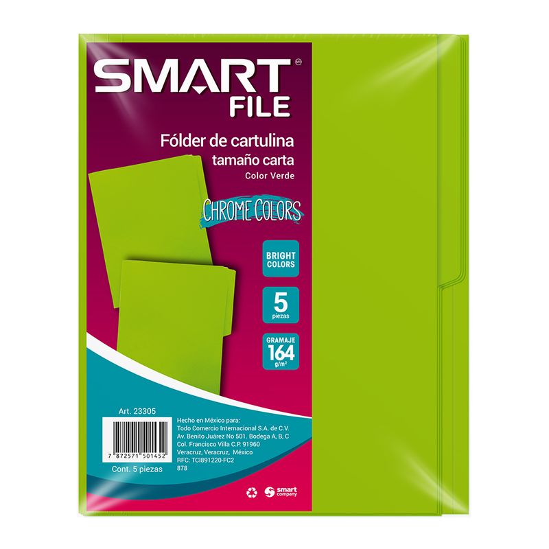 29204 - FOLDER INTENSO CARTA VERDE C/5PZAS