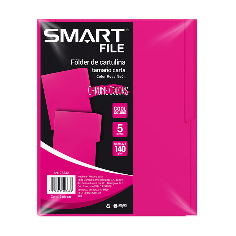 13566 - FOLDER NEON CARTA ROSA C/5PZAS