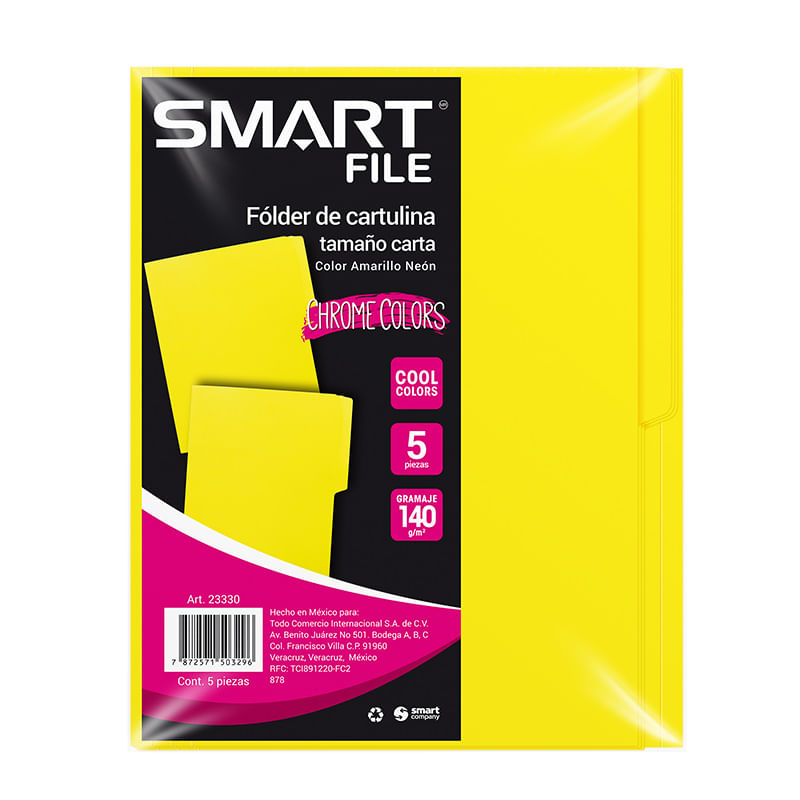 13561 - FOLDER NEON CARTA AMARILLO C/5PZAS