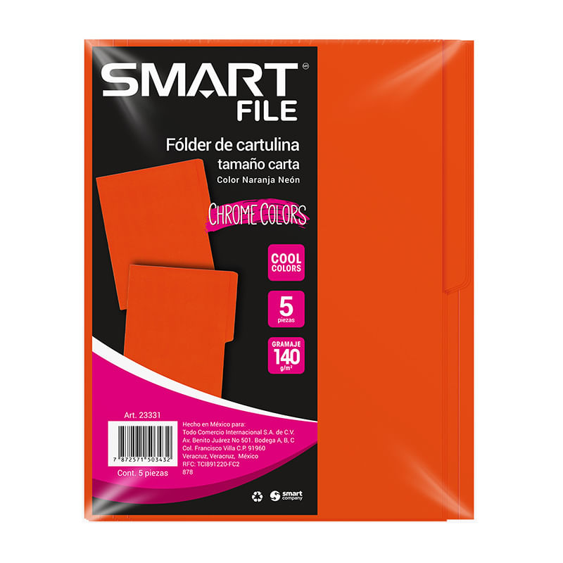 13563 - FOLDER NEON CARTA NARANJA C/5PZAS